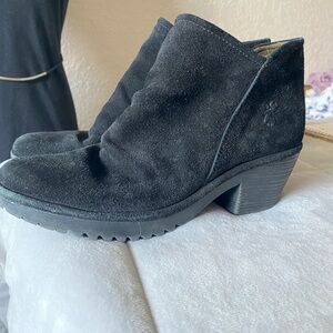 Fly London Womens Wezo Leather Block heel Work Casual Ankle Boots SZ 39 8‎